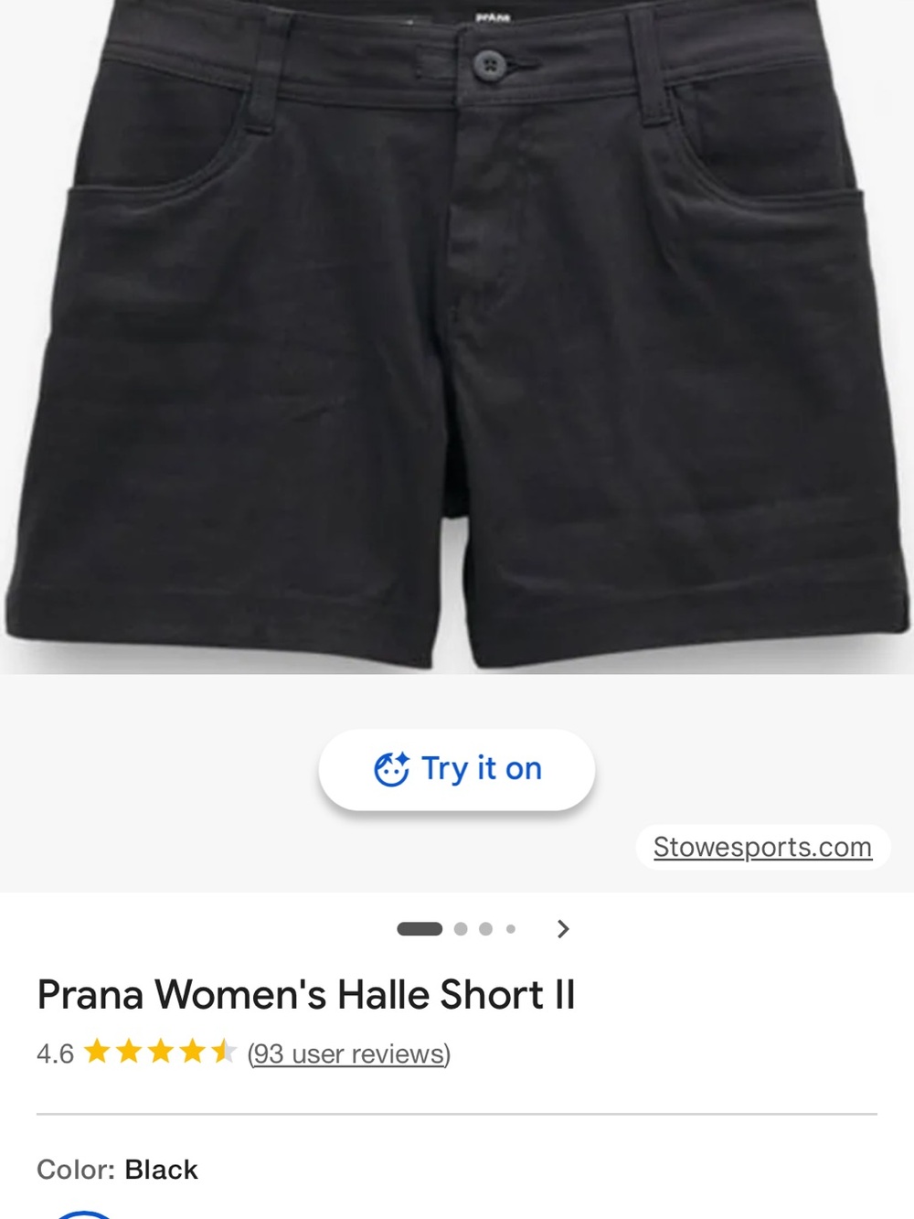 Prana Women's Halle Short II - Black